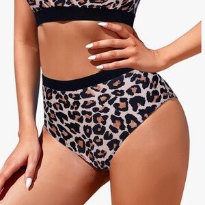 High Waisted Leopard Print Bikini Bottom XL
